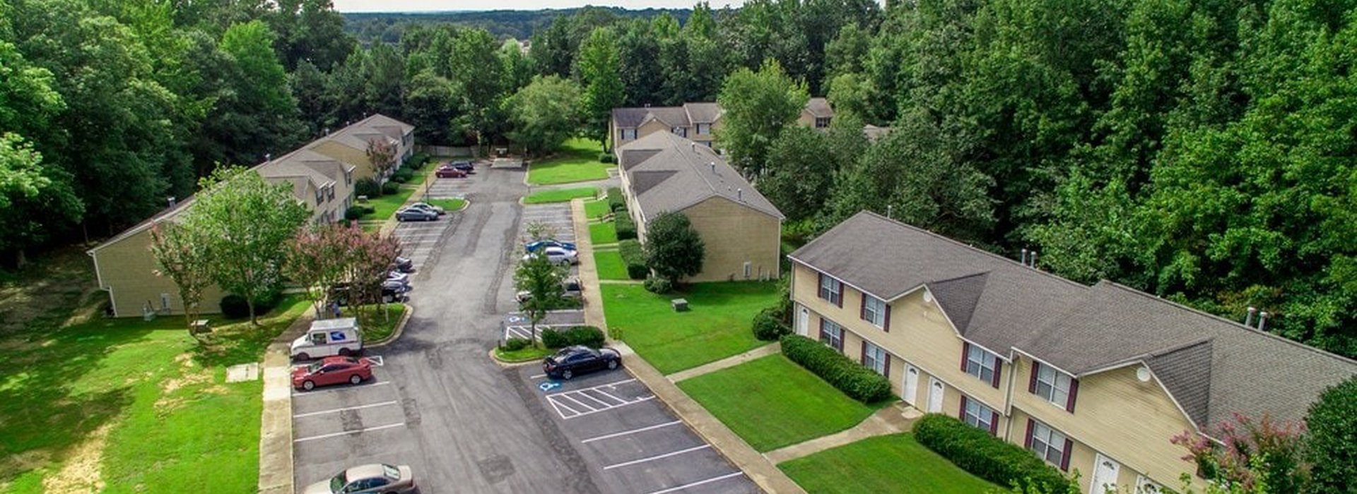 aerial view of modern apartments at Brighton Manor